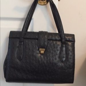 Vintage Black Ostrich skin handbag